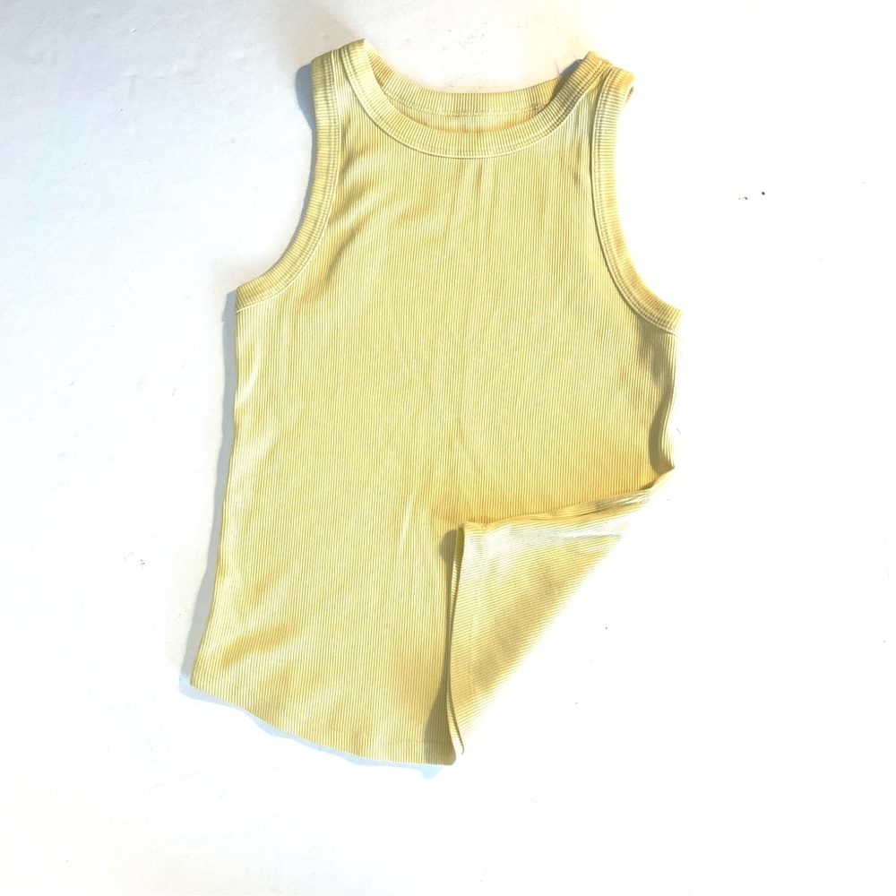 SO Pale Yellow Ribbed Tank Top